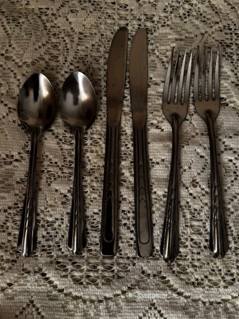 Vintage GEMCO Flatware Set - 2 ea. butter knife, fork, teaspoon - Stainless